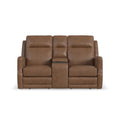 Flexsteel Maxwell Leather Power Reclining Loveseat with Console