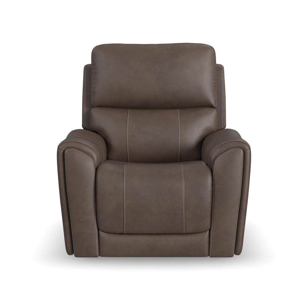 Carter Cappuccino Fabric Power Recliner - reclined position