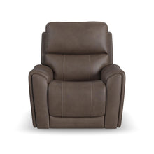 Carter Cappuccino Fabric Power Recliner - reclined position