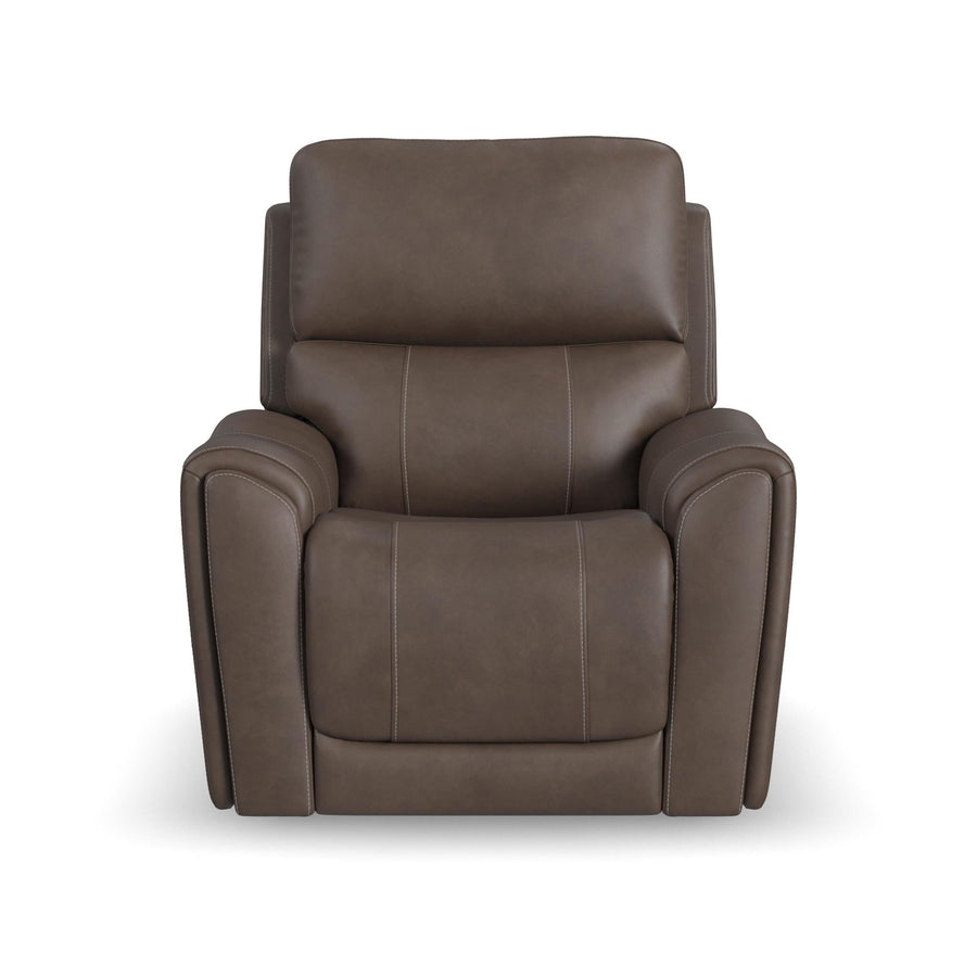 Carter Cappuccino Fabric Power Recliner - reclined position