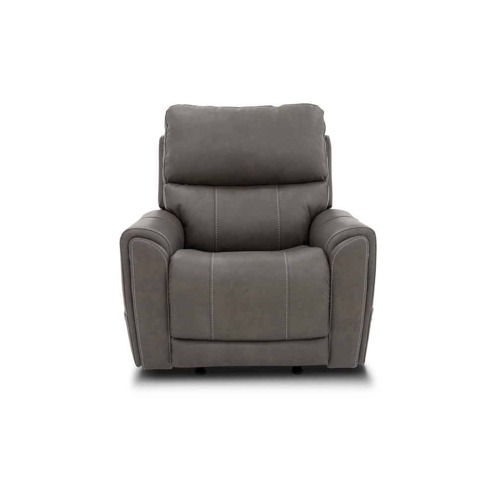 Carter Smoke Fabric Power Rocking Recliner - angle view