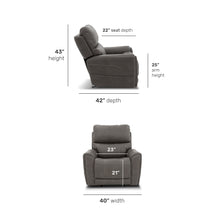 Carter Smoke Fabric Power Rocking Recliner - reclined position