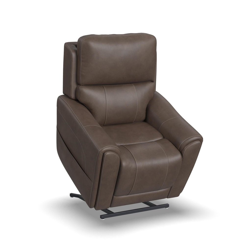 Carter Cappuccino Fabric Power Lift Recliner - lift position