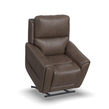 Carter Cappuccino Fabric Power Lift Recliner - lift position