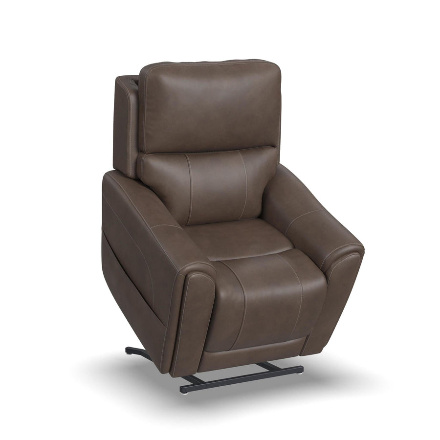 Carter Cappuccino Fabric Power Lift Recliner - lift position
