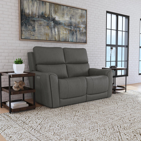 Carter Smoke Fabric Power Reclining Loveseat with Power Headrests & Lumbar alternate view