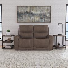 Carter Cappuccino Fabric Power Reclining Loveseat - angle view