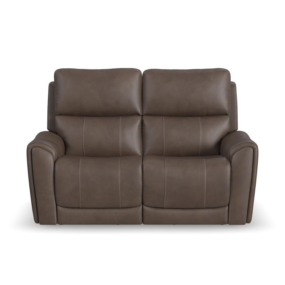 Carter Cappuccino Fabric Power Reclining Loveseat - reclined position