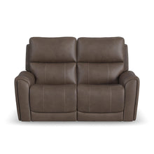 Carter Cappuccino Fabric Power Reclining Loveseat - reclined position