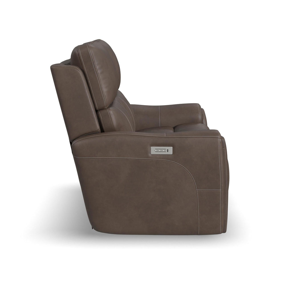 Carter Cappuccino Fabric Power Reclining Loveseat - detail