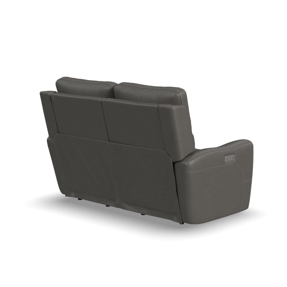 Carter Smoke Fabric Power Reclining Loveseat with Power Headrests & Lumbar