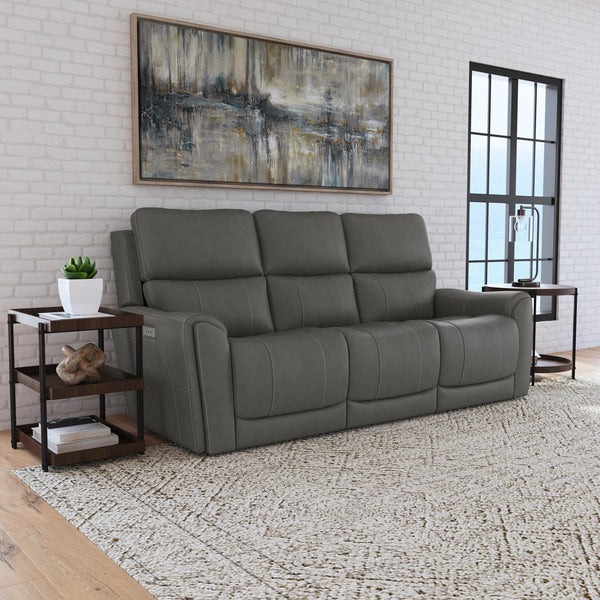 Carter Smoke Fabric Power Reclining Sofa with Console & Power Headrests & Lumbar alternate view