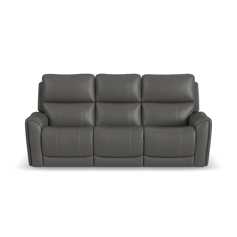 Carter Smoke Fabric Power Reclining Sofa with Console - console detail