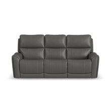 Carter Smoke Fabric Power Reclining Sofa with Console - console detail