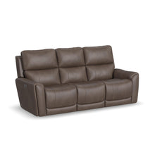 Carter Cappuccino Fabric Power Reclining Sofa with Console - front view