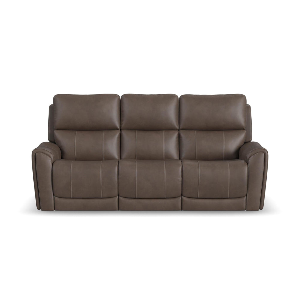 Carter Cappuccino Fabric Power Reclining Sofa with Console - console detail