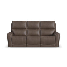 Carter Cappuccino Fabric Power Reclining Sofa with Console - console detail