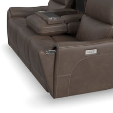Carter Cappuccino Fabric Power Reclining Sofa with Console & Power Headrests & Lumbar