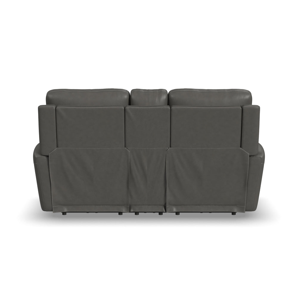 Carter Smoke Fabric Power Reclining Loveseat with Console & Power Headrests & Lumbar