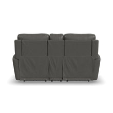 Carter Smoke Fabric Power Reclining Loveseat with Console & Power Headrests & Lumbar