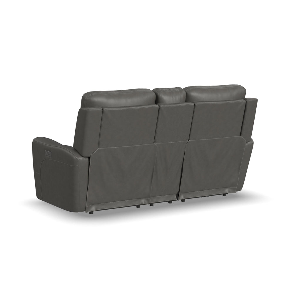 Carter Smoke Fabric Power Reclining Loveseat with Console & Power Headrests & Lumbar