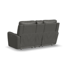 Carter Smoke Fabric Power Reclining Loveseat with Console & Power Headrests & Lumbar