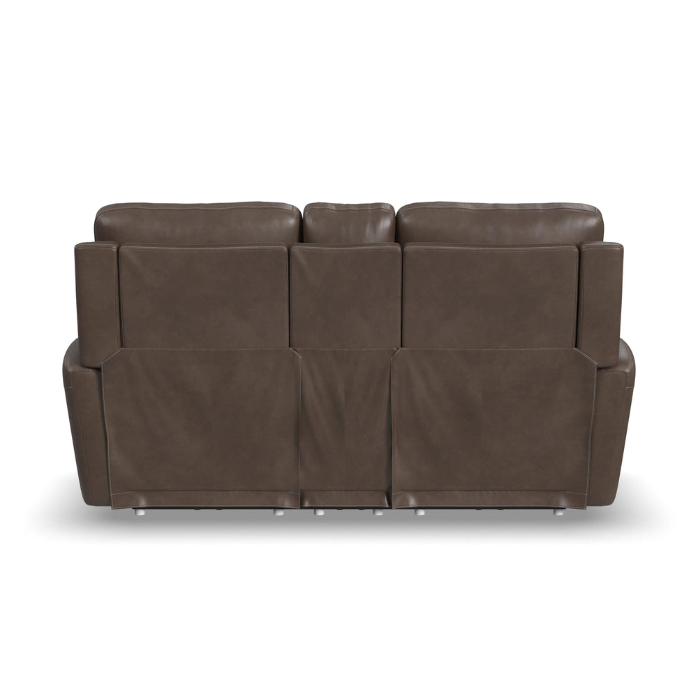 Carter Cappuccino Fabric Power Reclining Loveseat with Console & Power Headrests & Lumbar