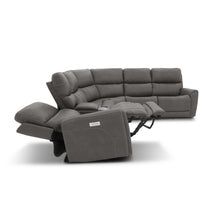 Carter Smoke Fabric Power Reclining Sectional with Power Headrests & Lumbar