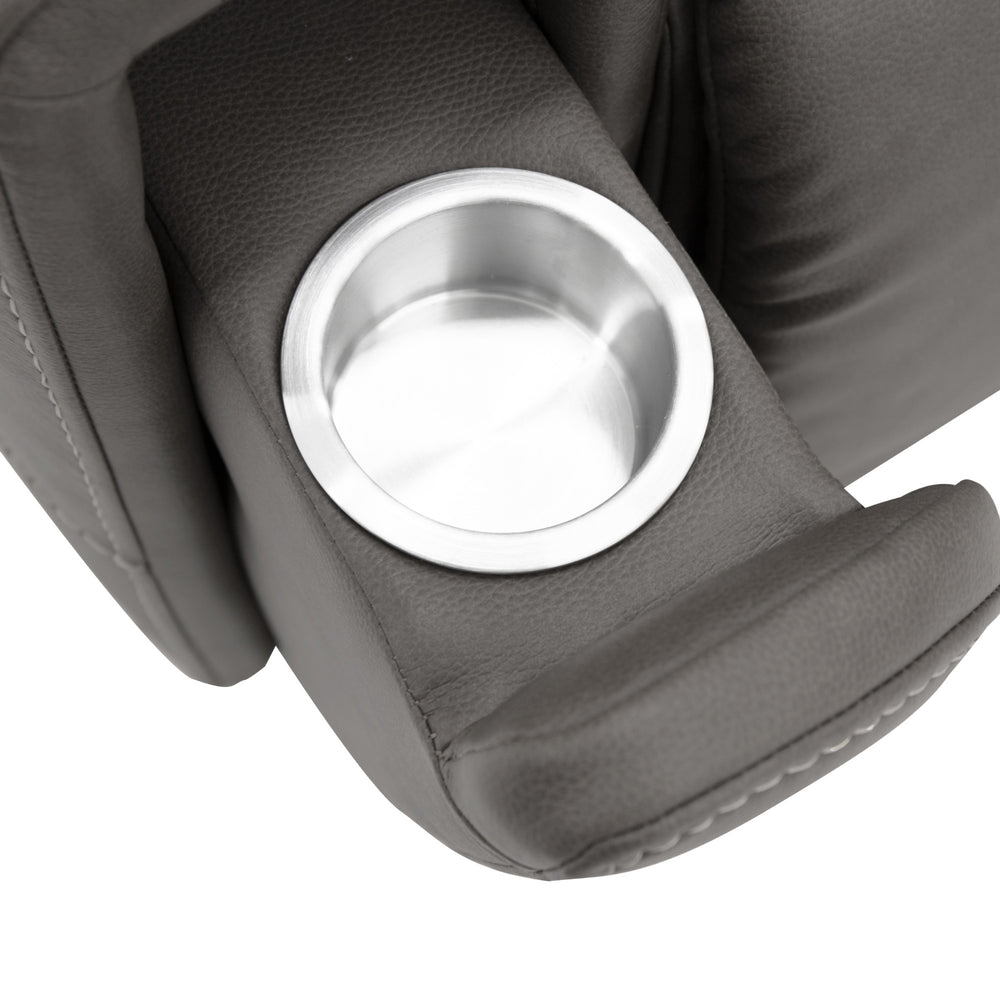 Carter Smoke Fabric Power Reclining Loveseat with Console & Power Headrests & Lumbar