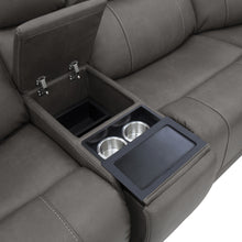 Carter Smoke Fabric Power Reclining Loveseat with Console & Power Headrests & Lumbar