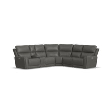 Carter Smoke Fabric Power Reclining Sectional with Power Headrests & Lumbar