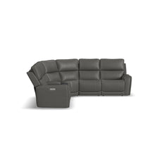 Carter Smoke Fabric Power Reclining Sectional with Power Headrests & Lumbar