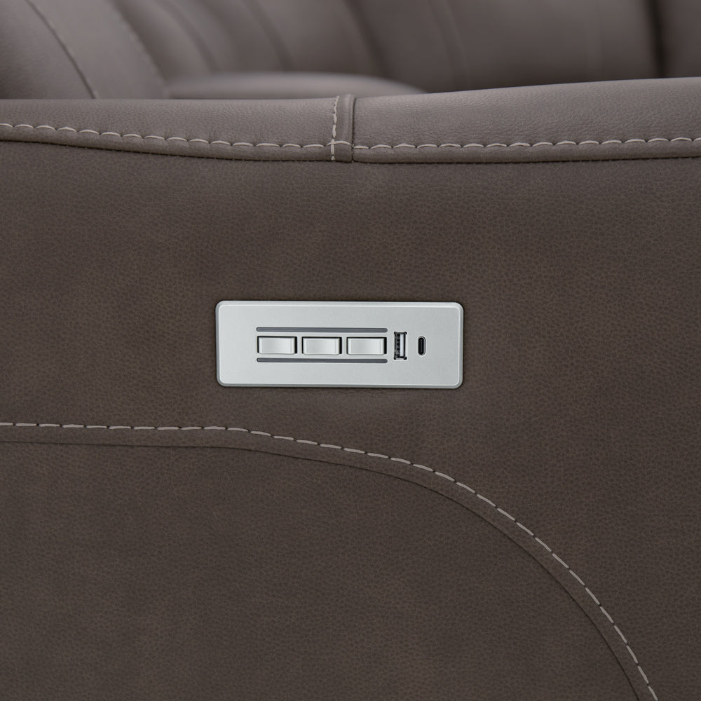 Carter Cappuccino Fabric Power Reclining Sectional with Power Headrests & Lumbar