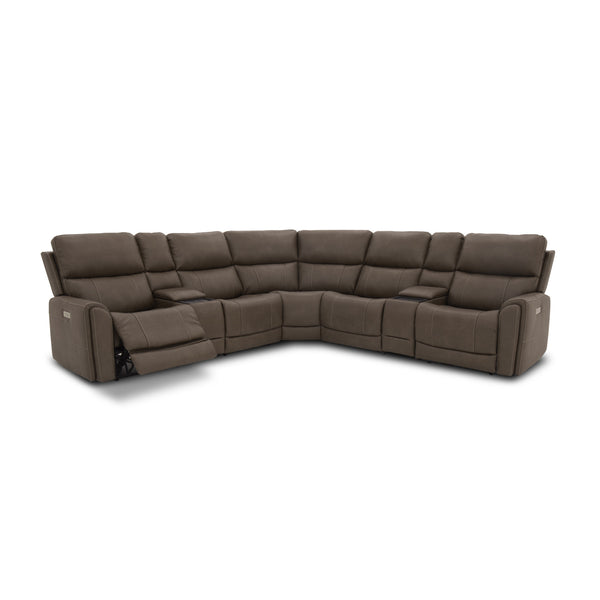 Carter Cappuccino Fabric Power Reclining Sectional with Power Headrests & Lumbar alternate view