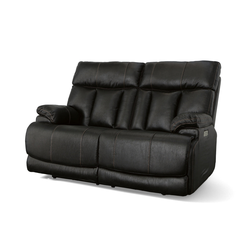 Clive Peppercorn Fabric Power Reclining Loveseat with Power Headrests & Lumbar