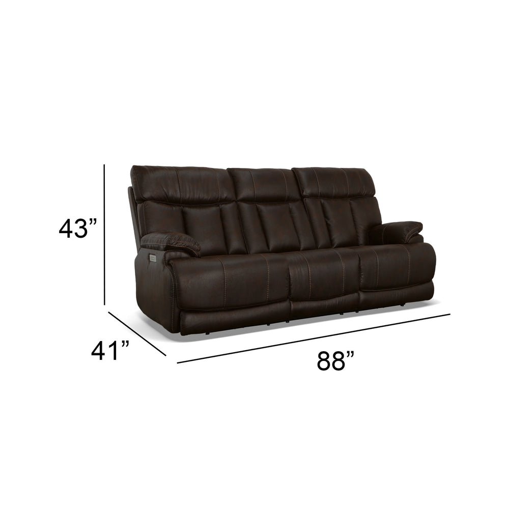 Clive Clove Fabric Power Reclining Sofa with Power Headrests & Lumbar