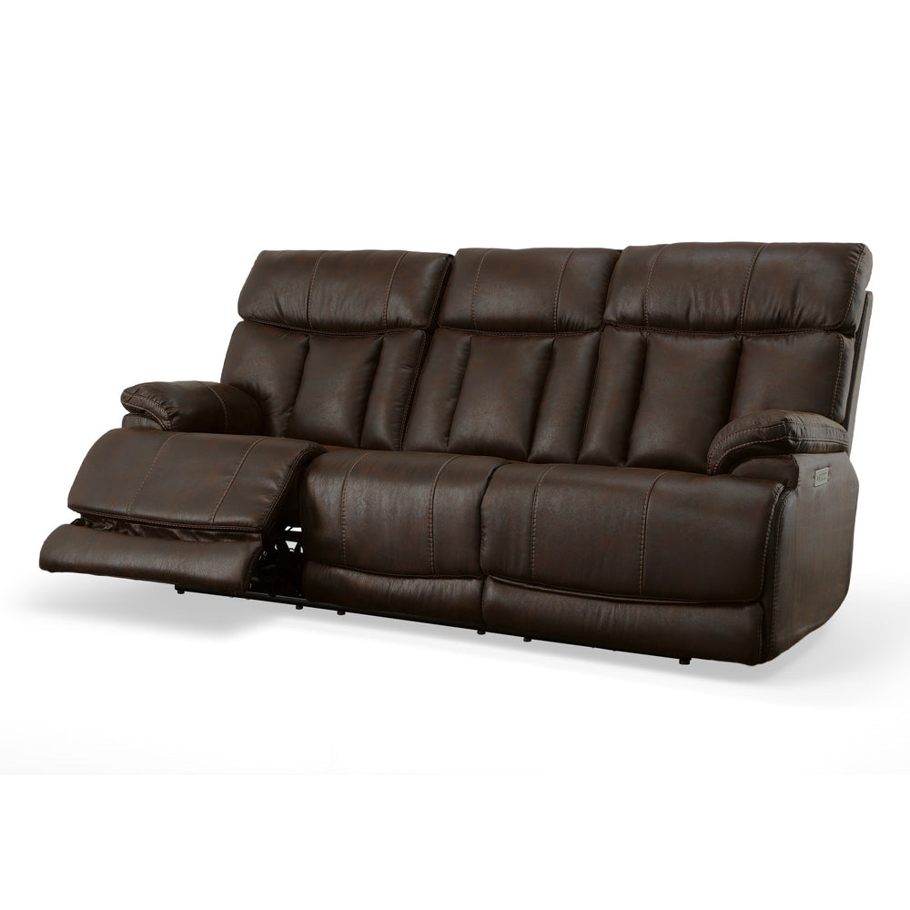Clive Clove Fabric Power Reclining Sofa with Power Headrests & Lumbar