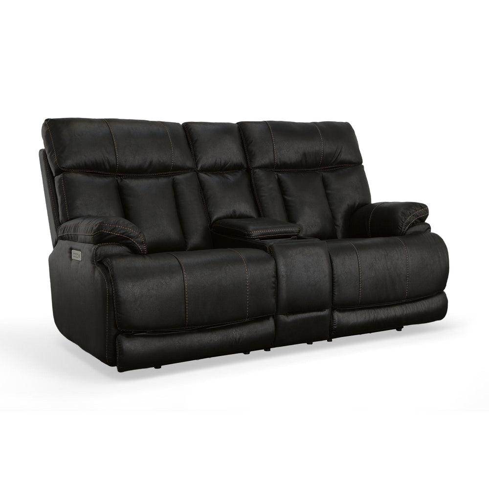 Clive Peppercorn Fabric Power Reclining Loveseat with Console