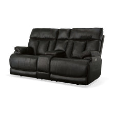 Clive Peppercorn Fabric Power Reclining Loveseat with Console, Power Headrests & Lumbar