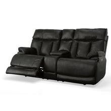 Clive Peppercorn Fabric Power Reclining Loveseat with Console, Power Headrests & Lumbar