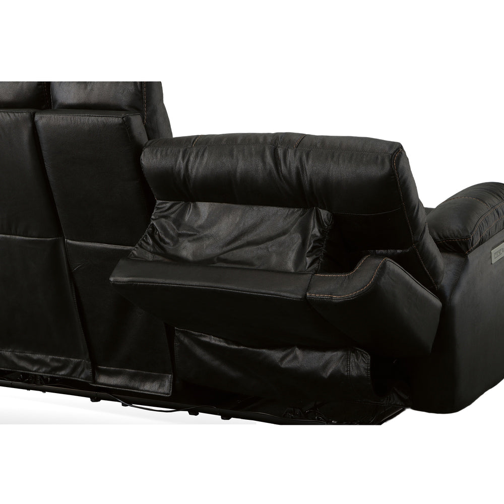 Clive Peppercorn Fabric Power Reclining Loveseat with Console, Power Headrests & Lumbar
