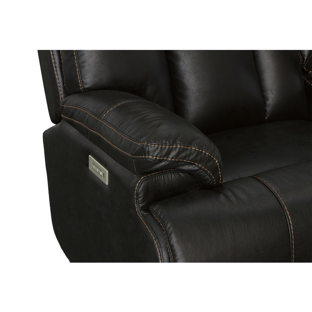 Clive Peppercorn Fabric Power Reclining Loveseat with Console, Power Headrests & Lumbar
