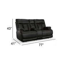 Clive Peppercorn Fabric Power Reclining Loveseat with Console, Power Headrests & Lumbar