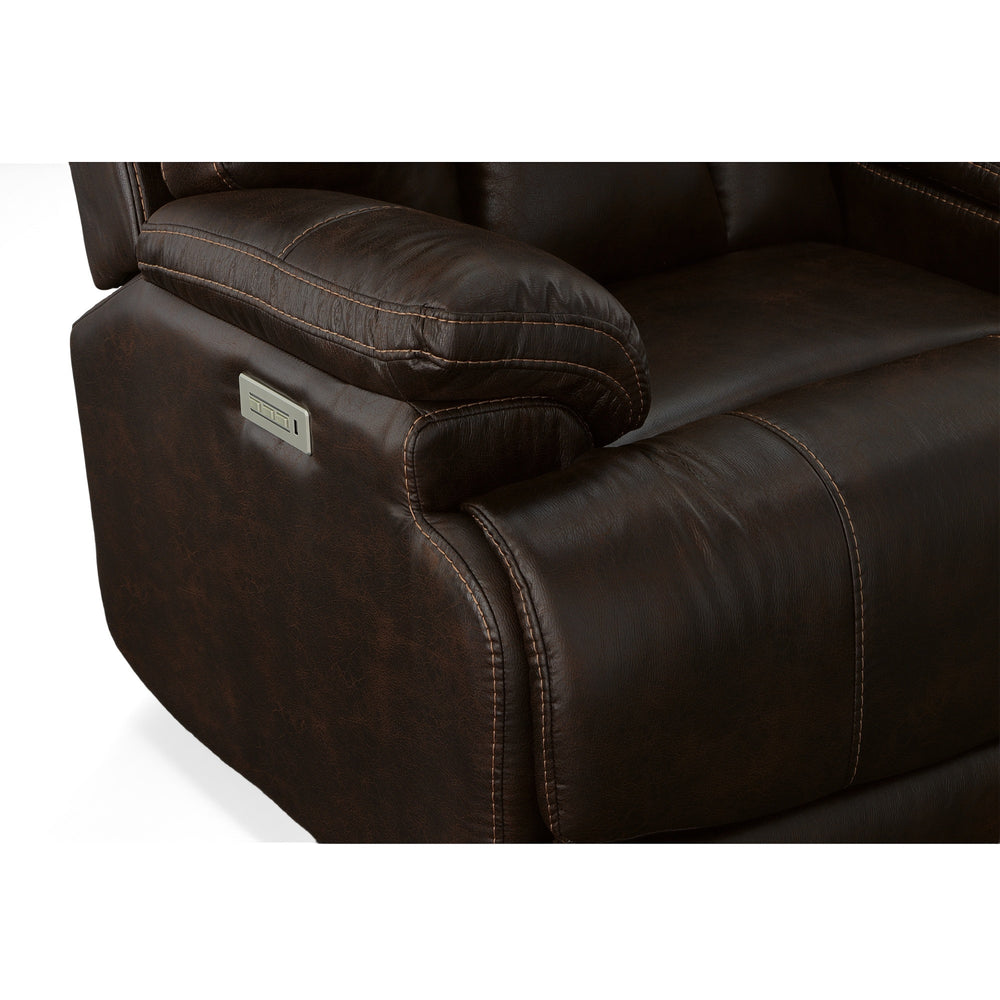 Clive Clove Fabric Power Reclining Loveseat with Console, Power Headrests & Lumbar