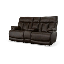 Clive Clove Fabric Power Reclining Loveseat with Console, Power Headrests & Lumbar