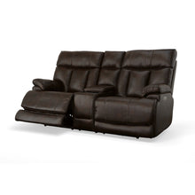 Clive Clove Fabric Power Reclining Loveseat with Console, Power Headrests & Lumbar