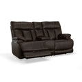 Clive Clove Fabric Power Reclining Loveseat with Console, Power Headrests & Lumbar