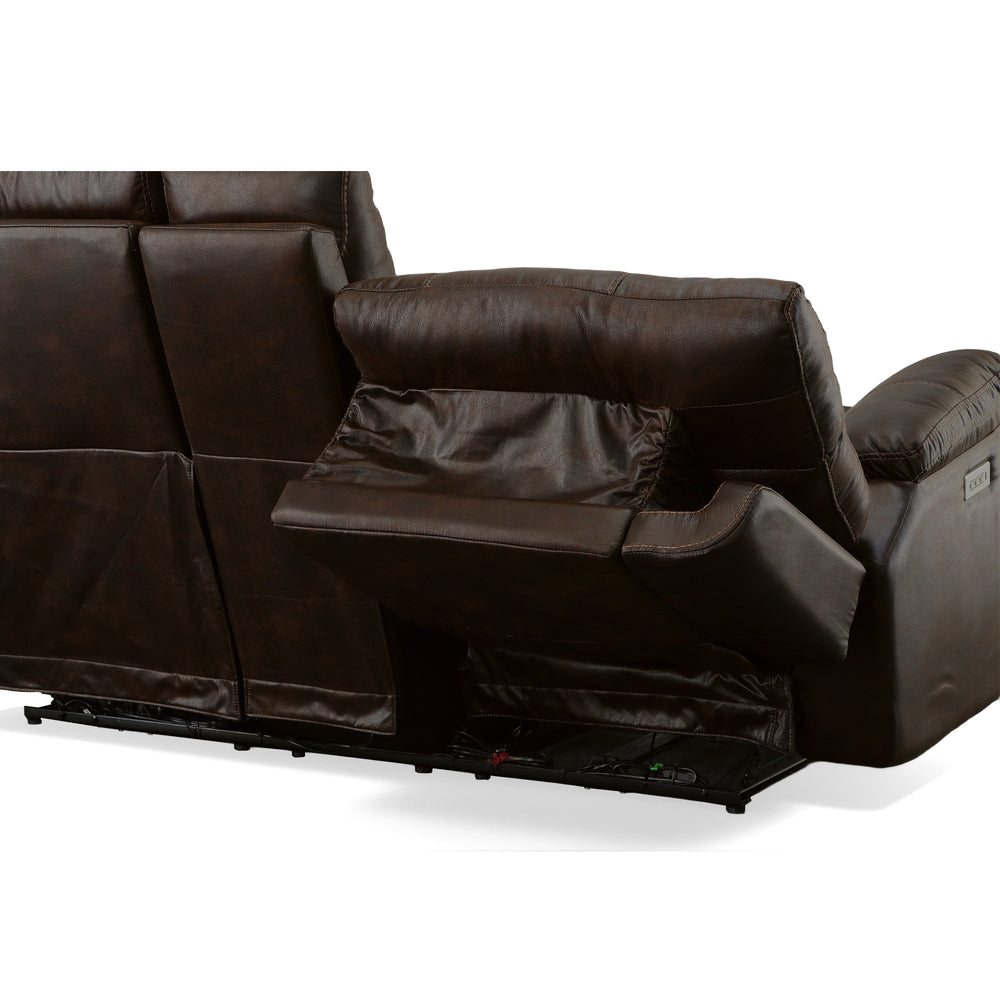 Clive Clove Fabric Power Reclining Loveseat with Console, Power Headrests & Lumbar