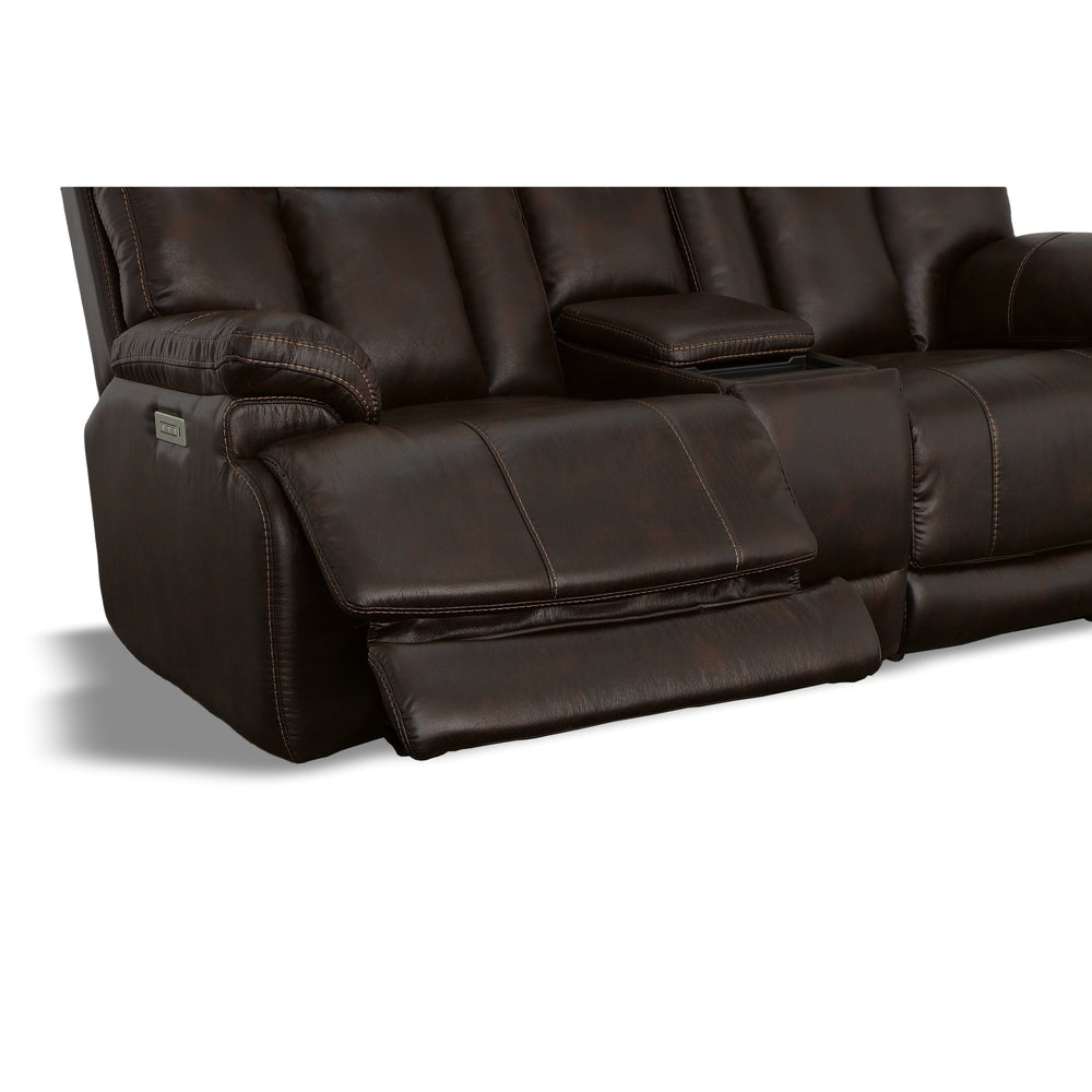 Clive Clove Fabric Power Reclining Loveseat with Console, Power Headrests & Lumbar