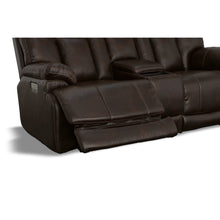 Clive Clove Fabric Power Reclining Loveseat with Console, Power Headrests & Lumbar
